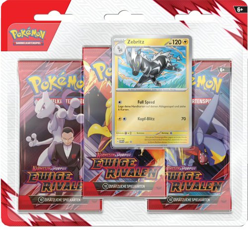 Pokemon Karmesin & Purpur - Ewige Rivalen 3-Pack Blister Zebritz