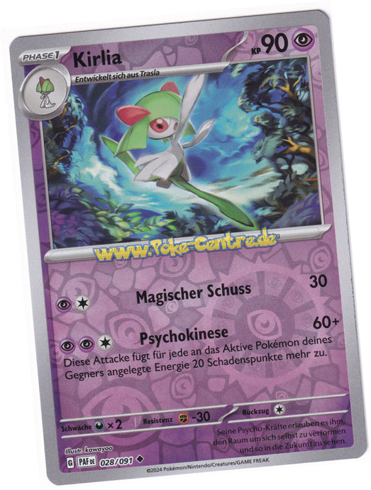Kirlia 028/091 Uncommon Reverse Holo - Karmesin & Purpur - Paldeas Schicksale Deutsch