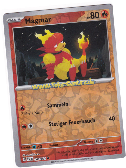 Magmar 009/091 Common Reverse Holo - Karmesin & Purpur - Paldeas Schicksale Deutsch