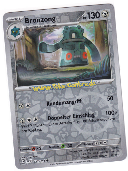 Bronzong 127/191 Common Reverse Holo - Karmesin & Purpur - Stürmische Funken Deutsch