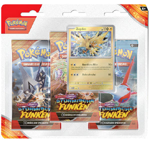 Pokemon Karmesin & Purpur - Stürmische Funken 3-Pack Blister Zapdos