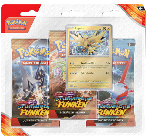 Pokemon Karmesin & Purpur - Stürmische Funken 3-Pack Blister Zapdos