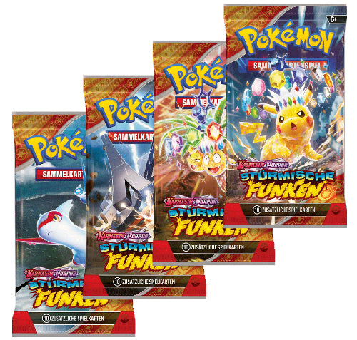 4x Pokemon Karmesin & Purpur - Stürmische Funken Booster Pack