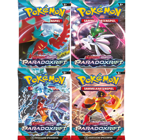 4x Pokemon Karmesin & Purpur - Paradoxrift Booster Pack