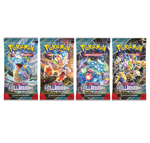 4x Pokemon Karmesin & Purpur - Stellarkrone Booster Pack