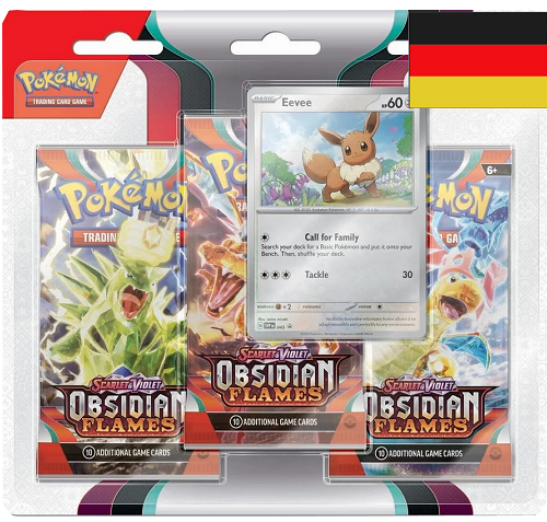 Pokemon Karmesin & Purpur - Obsidian Flammen 3-Pack Blister Evoli