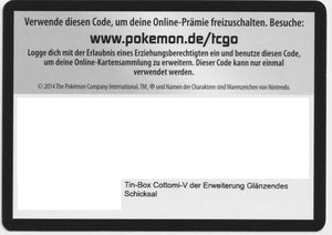 Pokémon TCGO Code: Glänzendes Schicksal - Cottomi-V Tin Box
