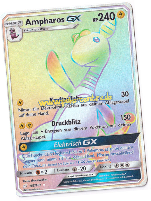 Ampharos GX 185/181 Secret Rare - Teams sind Trumpf Deutsch