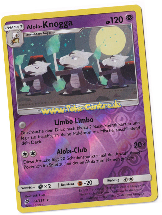 Alola-Knogga 64/181 Rare Reverse Holo - Teams sind Trumpf Deutsch