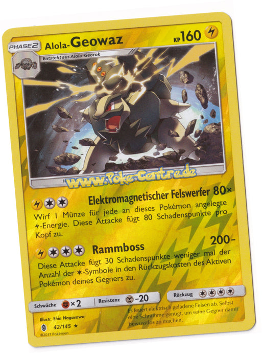 Alola-Geowaz 42/145 Rare Reverse Holo - Stunde der Wächter Deutsch