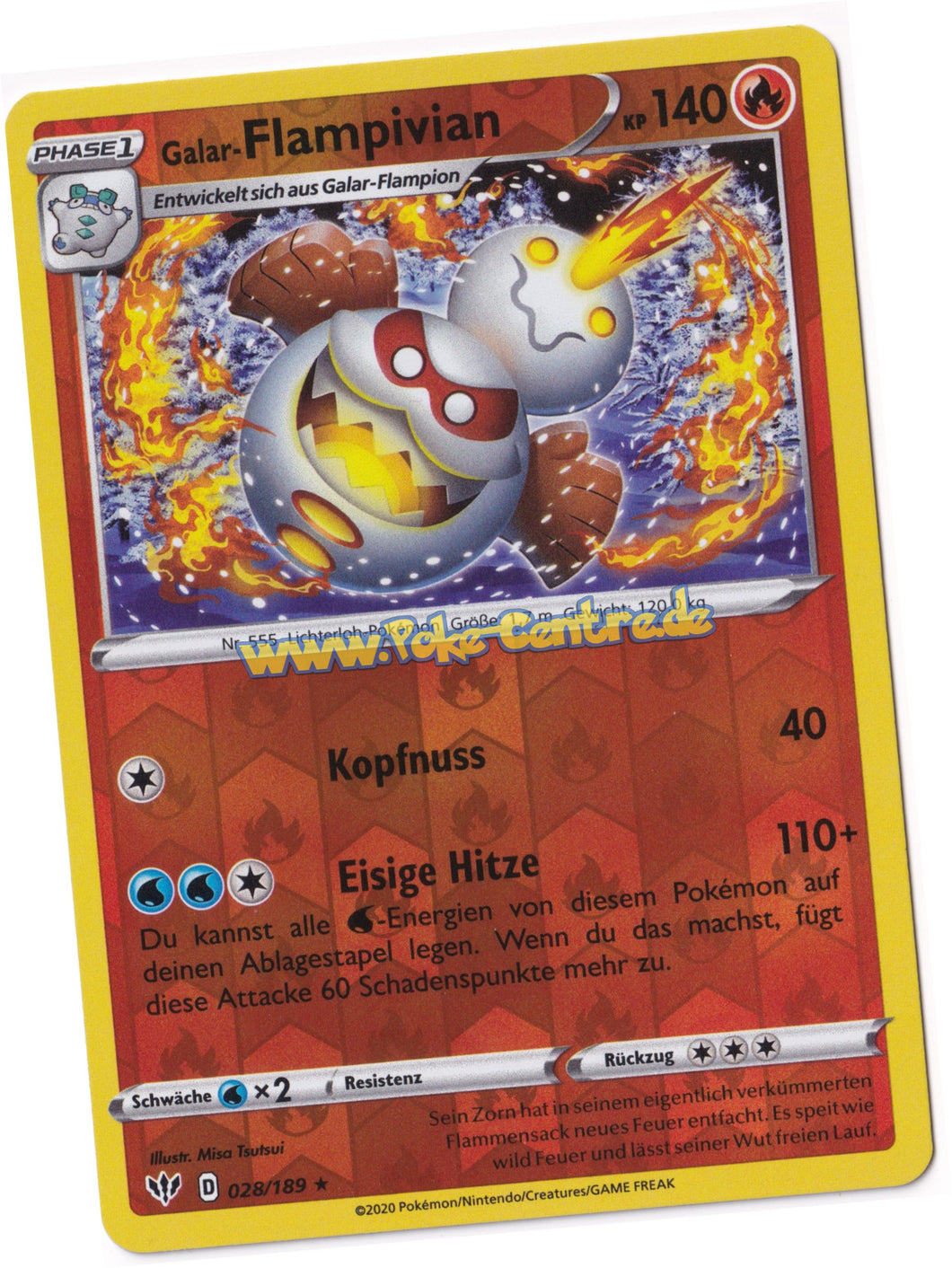 Galar-Flampivian 028/189 Rare Reverse Holo - Flammende Finsternis Deutsch