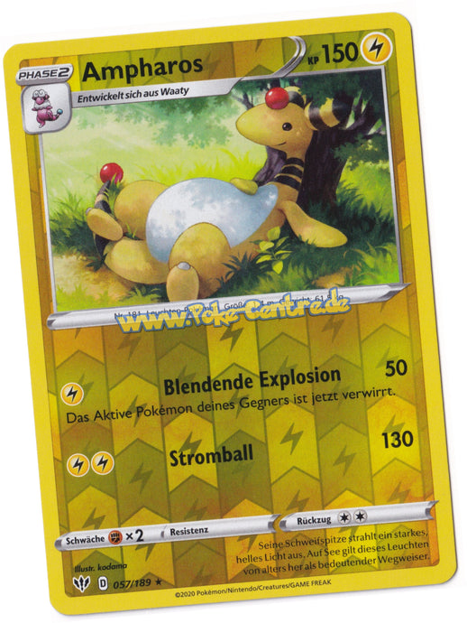 Ampharos 057/189 Rare Reverse Holo - Flammende Finsternis Deutsch