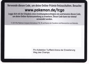 Pokémon TCGO Booster: Pin Kollektion Turffield Arena - Weg des Champs
