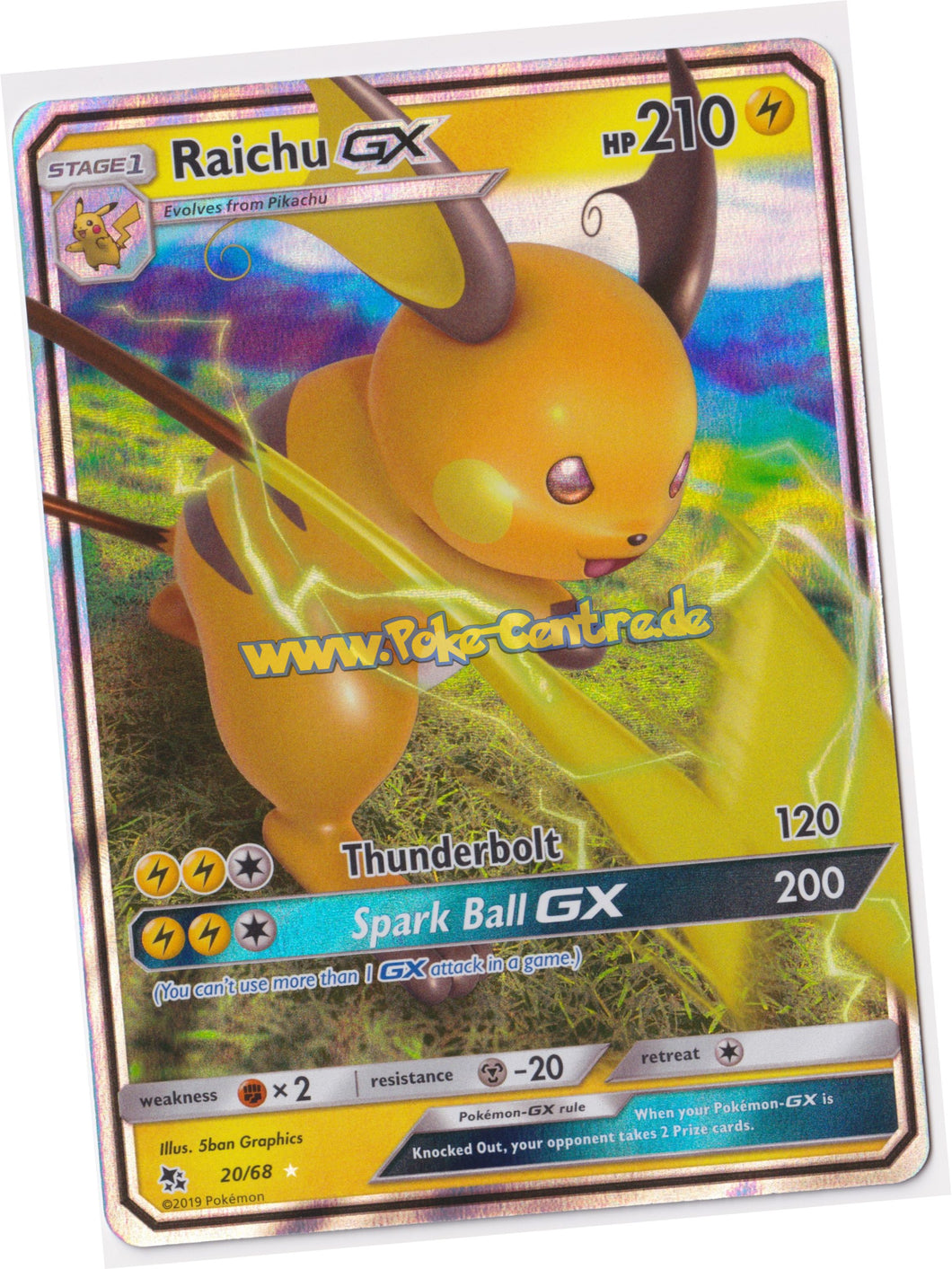 Raichu GX 20/68 Fullart - Hidden Fates Englisch