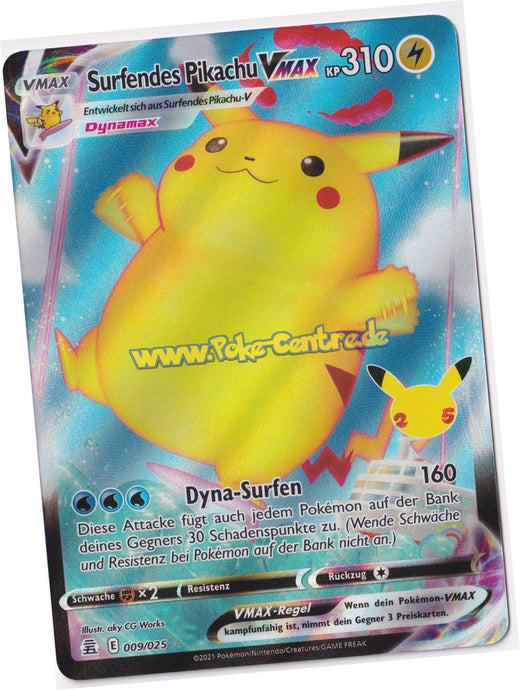 Surfendes Pikachu VMAX 009/025 Ultra Rare - Celebrations Deutsch