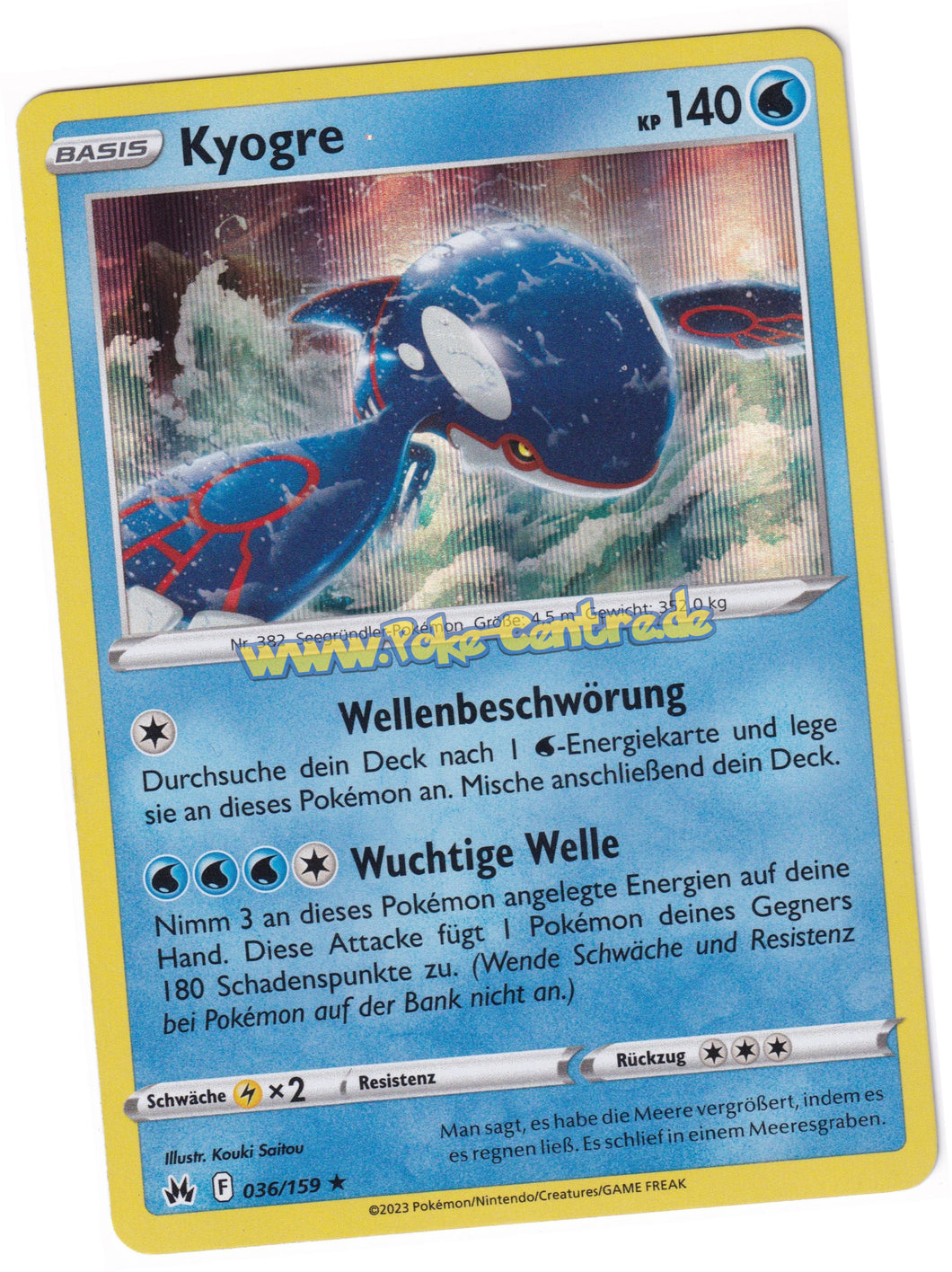 Kyogre 036/159 Rare Holo- Zenit der Könige Deutsch