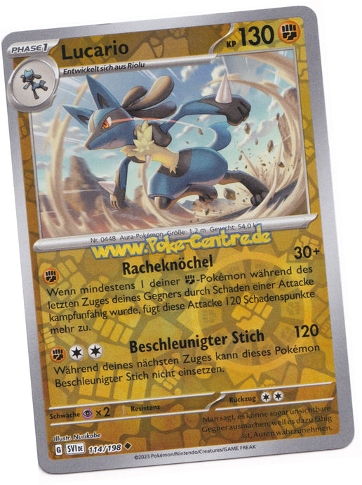 Lucario 114/198 Uncommon Reverse Holo - Karmesin & Purpur Deutsch