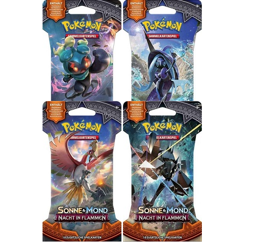 4x Pokémon Sonne & Mond - Nacht in Flammen Sleeved Booster Pack