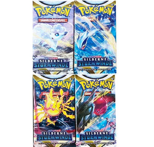 4x Pokémon Schwert & Schild - Silberne Sturmwinde Booster Pack