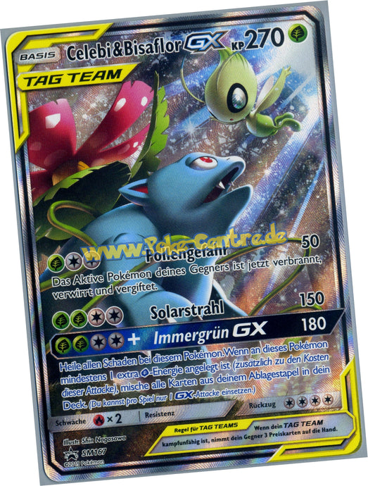 Celebi & Bisaflor GX Tag Team SM167 Ultra Rare - Sonne & Mond Promo Deutsch